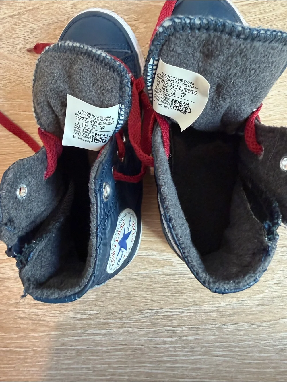 Converse Kids Navy Quilted High-Top Sneakers with Red Laces